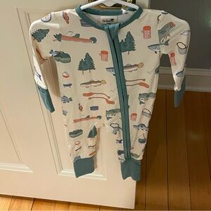 NWT Angel Dear/Tullabee Bamboo Lake and Fishing Print Convertible Foot Pajamas